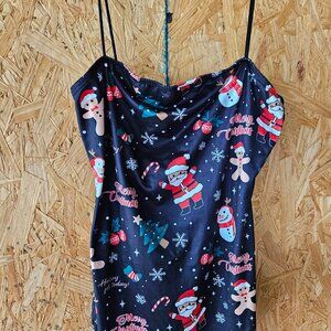 SHEIN Christmas Snowman & Candy Print Bodycon Dress